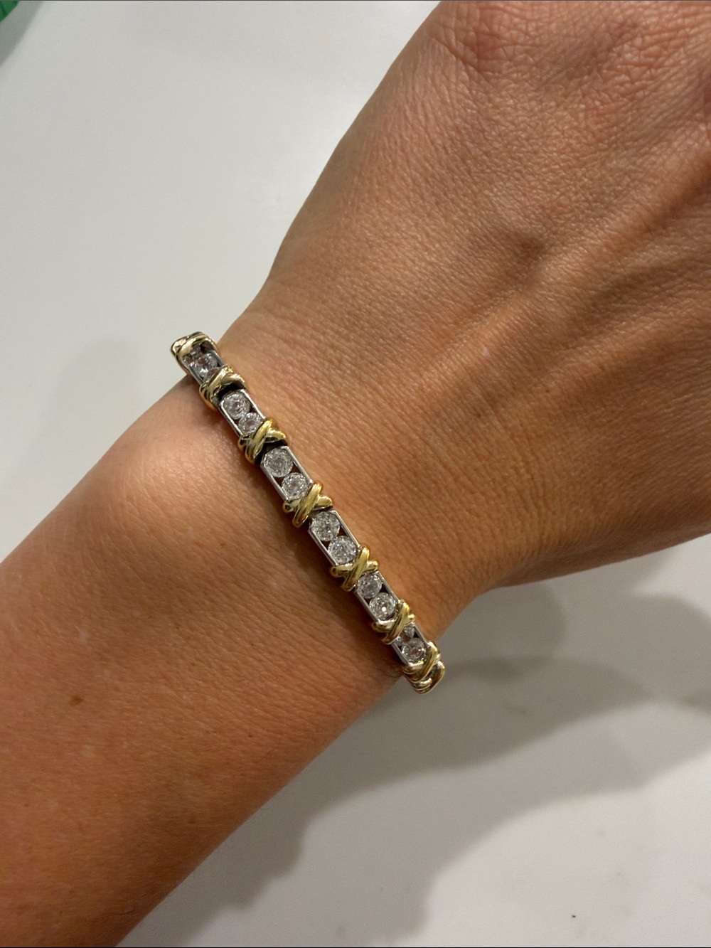 Two-Tone Gold and Silver CZ Tennis Bracelet